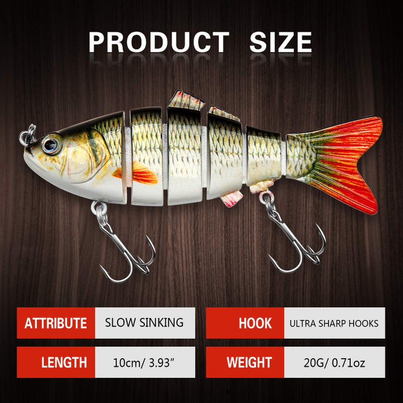 CharmYee Bass Fishing Lure Topwater Bass Lures Fishing Lures Multi Jointed Swimbait Lifelike Hard Bait Trout Perch (Pack of 3) - Image 5